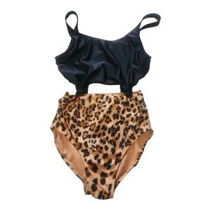 art class Black and Tan One Piece Swimsuit with Cutouts